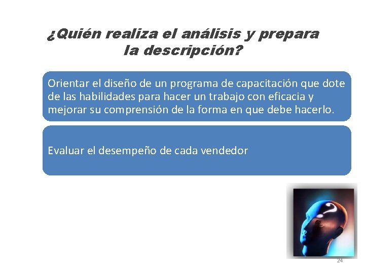 ¿Quién realiza el análisis y prepara la descripción? Orientar el diseño de un programa