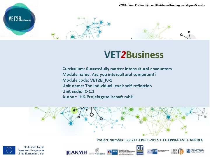VET-Business Partnerships on Work-based learning and Apprenticeships VET 2 Business Curriculum: Successfully master intercultural