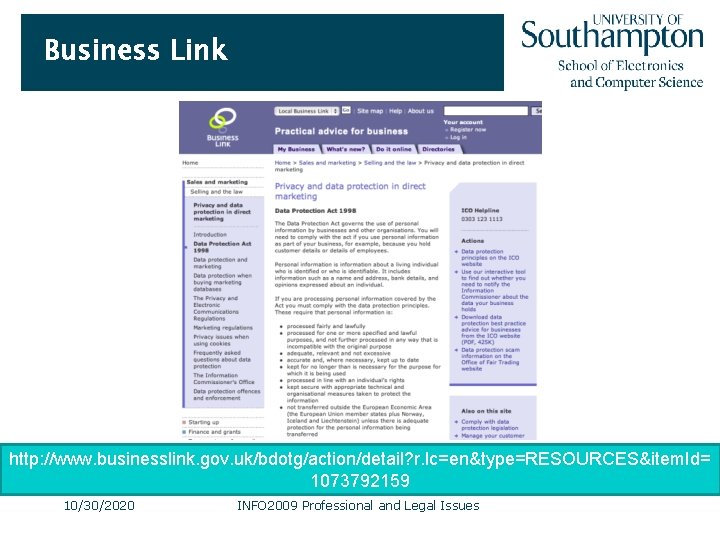 Business Link http: //www. businesslink. gov. uk/bdotg/action/detail? r. lc=en&type=RESOURCES&item. Id= 1073792159 10/30/2020 INFO 2009