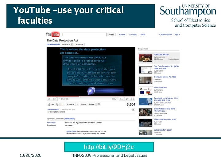 You. Tube –use your critical faculties http: //bit. ly/9 DHj 2 c 10/30/2020 INFO