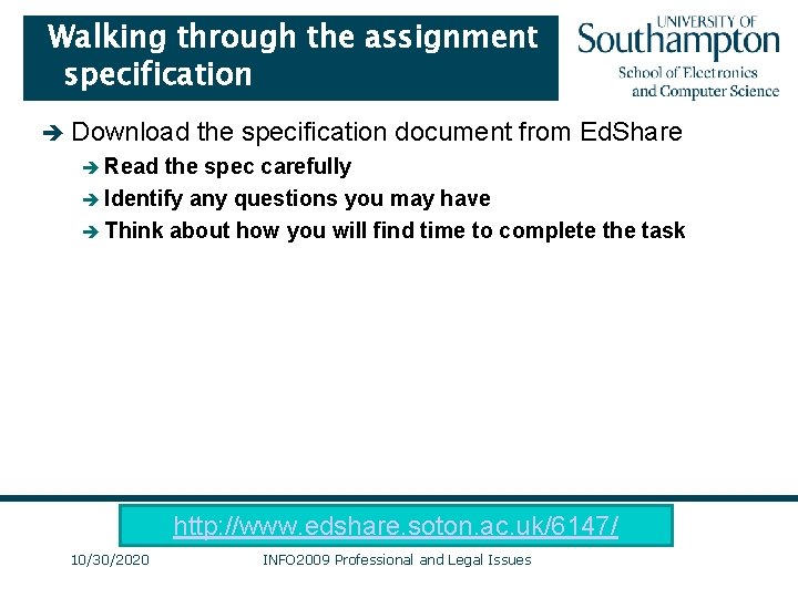 Walking through the assignment specification è Download the specification document from Ed. Share è