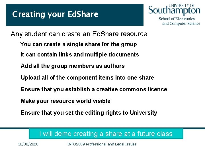 Creating your Ed. Share Any student can create an Ed. Share resource You can