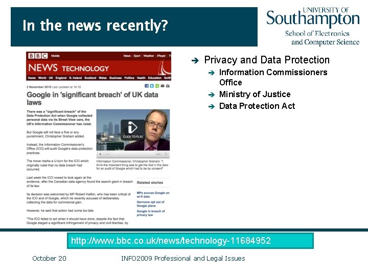 In the news recently? è Privacy and Data Protection Information Commissioners Office è Ministry