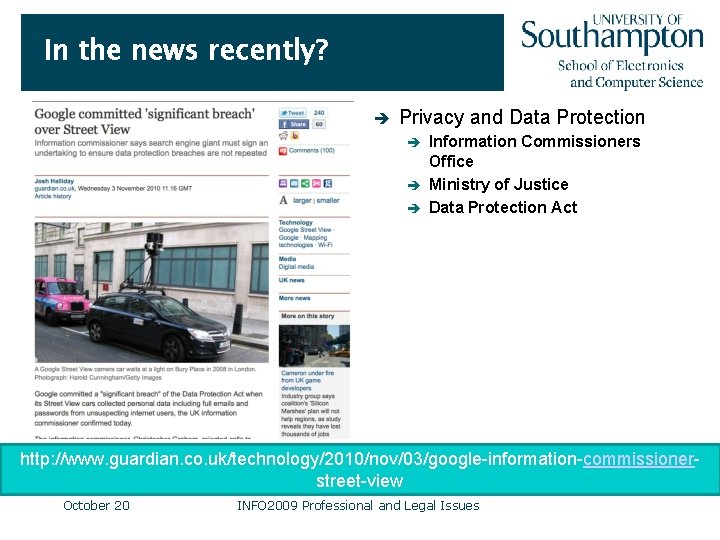 In the news recently? è Privacy and Data Protection Information Commissioners Office è Ministry