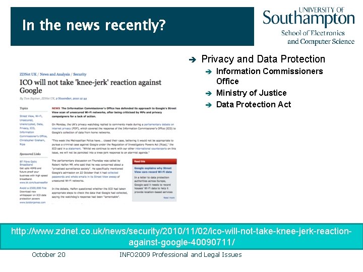 In the news recently? è Privacy and Data Protection Information Commissioners Office è Ministry
