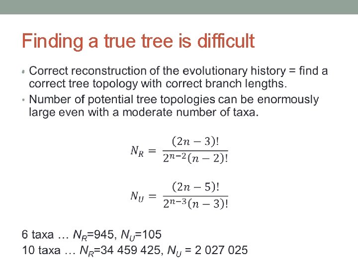 Finding a true tree is difficult • 
