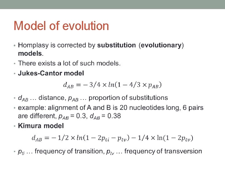 Model of evolution • 