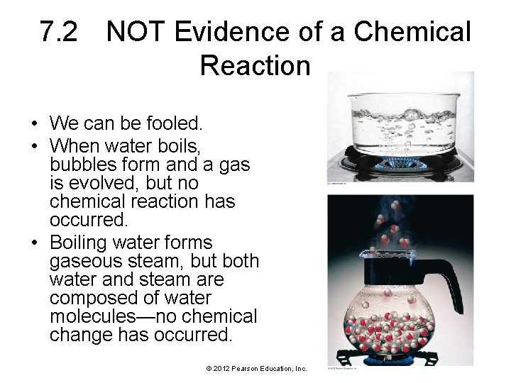 7. 2 NOT Evidence of a Chemical Reaction • We can be fooled. •