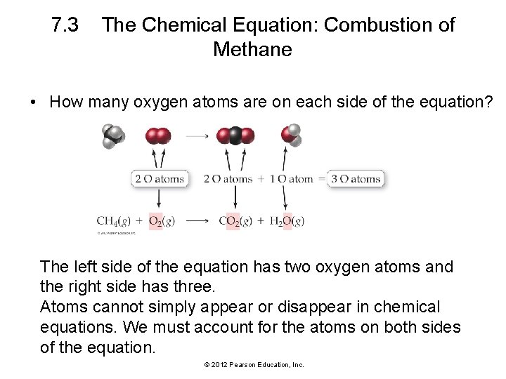 7. 3 The Chemical Equation: Combustion of Methane • How many oxygen atoms are