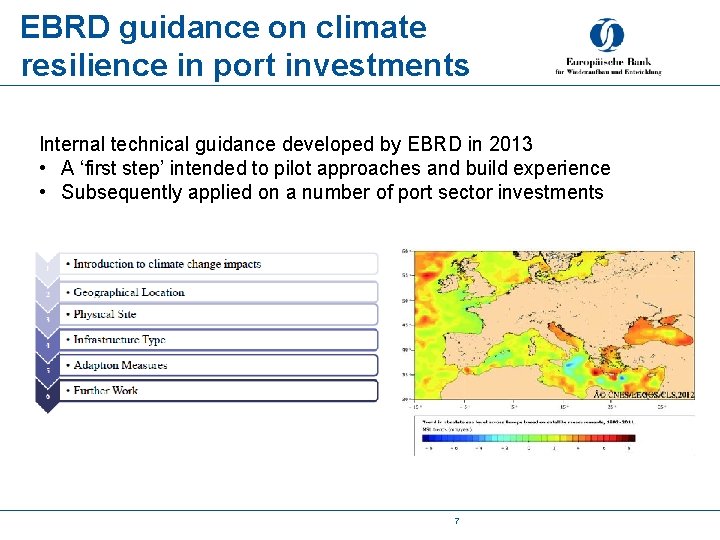 EBRD guidance on climate resilience in port investments Internal technical guidance developed by EBRD