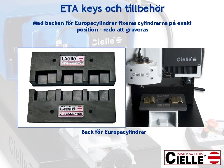 ETA keys och tillbehör Med backen för Europacylindrar fixeras cylindrarna på exakt position –