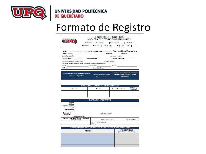 Formato de Registro Formato de Registro
