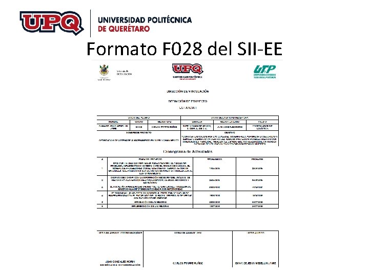 Formato F 028 del SII-EE Formato F 028 del SII-EE