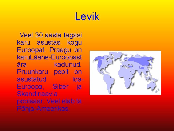 Levik Veel 30 aasta tagasi karu asustas kogu Euroopat. Praegu on karu. Lääne-Euroopast ära