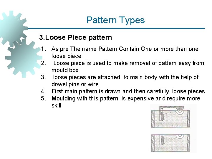 Pattern Types 3. Loose Piece pattern 1. As pre The name Pattern Contain One Pattern Types 3. Loose Piece pattern 1. As pre The name Pattern Contain One