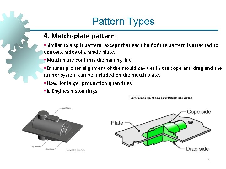 Pattern Types 4. Match-plate pattern: §Similar to a split pattern, except that each half Pattern Types 4. Match-plate pattern: §Similar to a split pattern, except that each half
