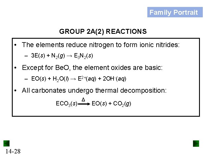 Family Portrait GROUP 2 A(2) REACTIONS • The elements reduce nitrogen to form ionic