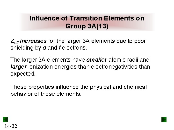 Influence of Transition Elements on Group 3 A(13) Zeff increases for the larger 3