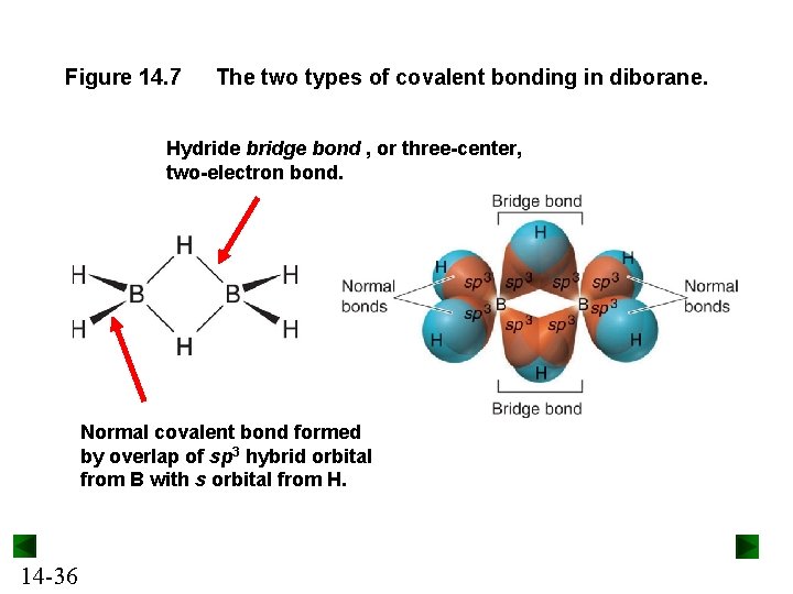 Figure 14. 7 The two types of covalent bonding in diborane. Hydride bridge bond