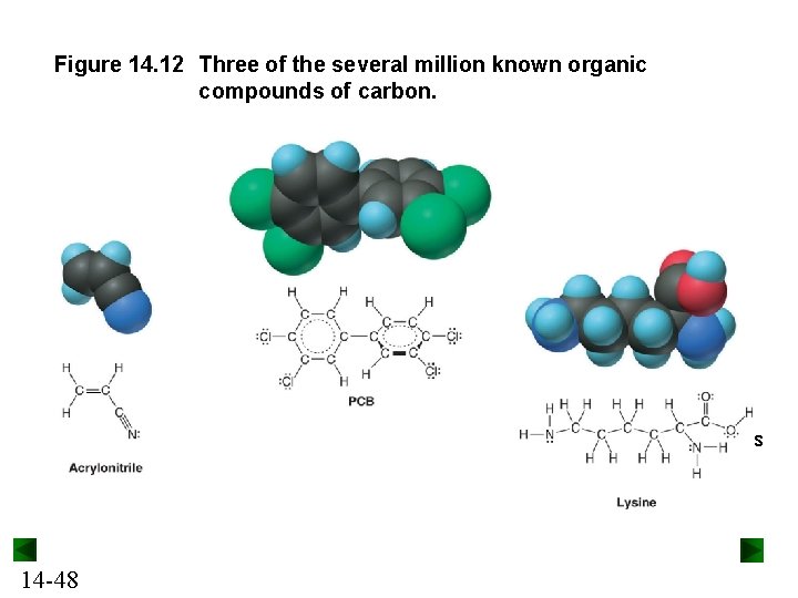 Figure 14. 12 Three of the several million known organic compounds of carbon. Lysine,