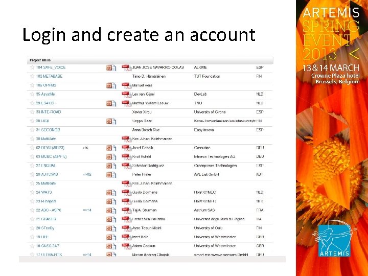 Login and create an account 