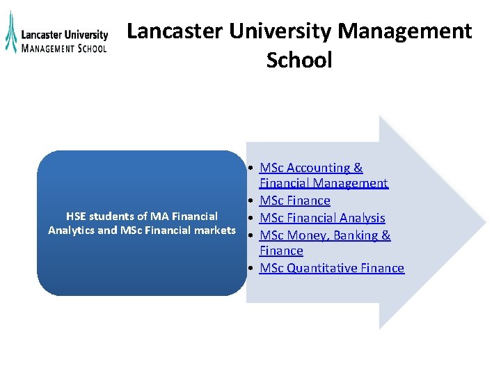 Lancaster University Management School • MSc Accounting & Financial Management • MSc Finance HSE