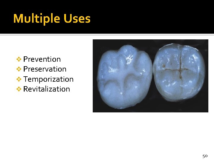 Multiple Uses v Prevention v Preservation v Temporization v Revitalization 50 