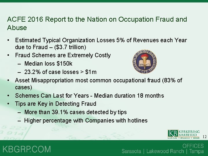 ACFE 2016 Report to the Nation on Occupation Fraud and Abuse • Estimated Typical ACFE 2016 Report to the Nation on Occupation Fraud and Abuse • Estimated Typical