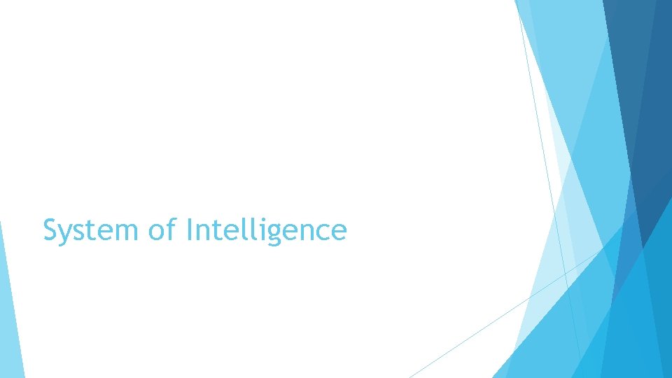 System of Intelligence 