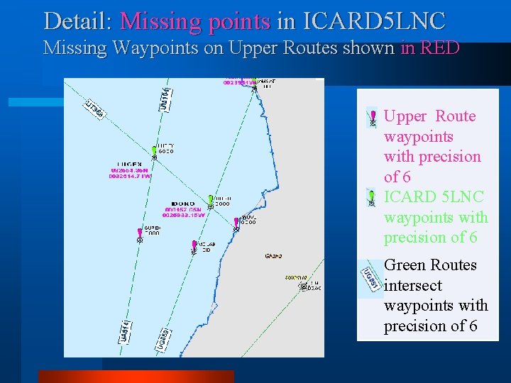 Detail: Missing points in ICARD 5 LNC Missing Waypoints on Upper Routes shown in