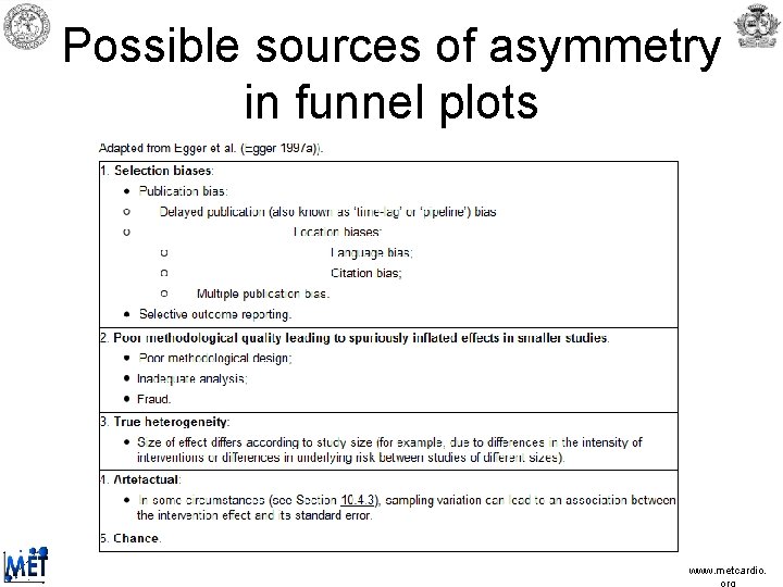 Possible sources of asymmetry in funnel plots www. metcardio. Possible sources of asymmetry in funnel plots www. metcardio.