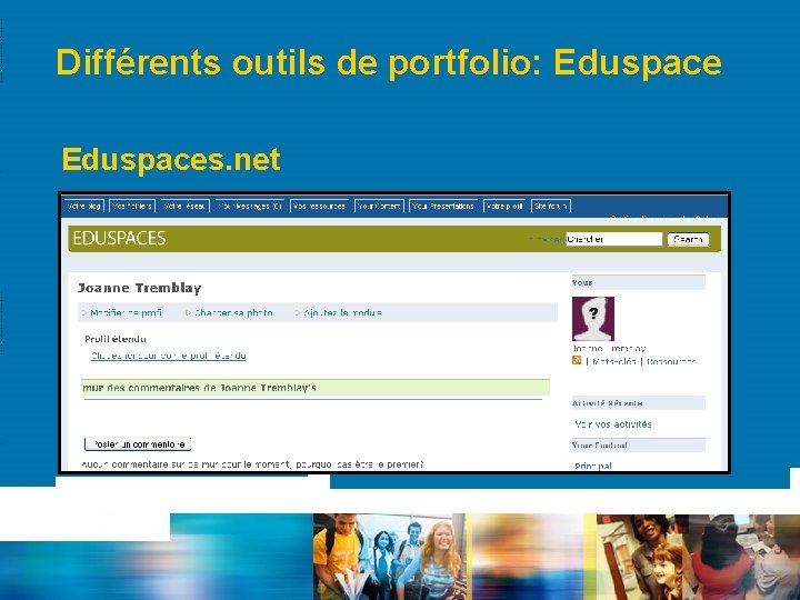 Différents outils de portfolio: Eduspaces. net 