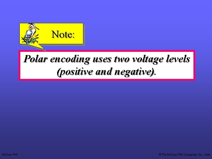 Note: Polar encoding uses two voltage levels (positive and negative). Mc. Graw-Hill ©The Mc.