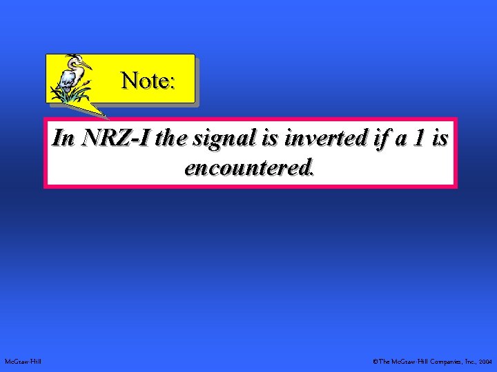 Note: In NRZ-I the signal is inverted if a 1 is encountered. Mc. Graw-Hill
