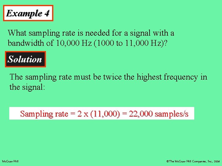 Example 4 What sampling rate is needed for a signal with a bandwidth of