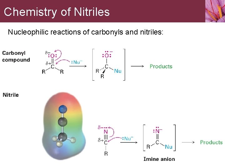 Chemistry of Nitriles Nucleophilic reactions of carbonyls and nitriles: 