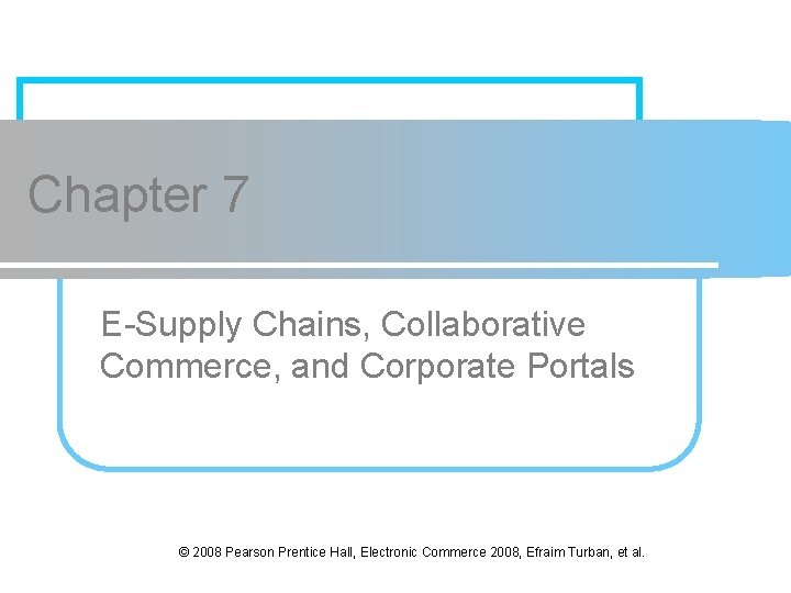 Chapter 7 E-Supply Chains, Collaborative Commerce, and Corporate Portals © 2008 Pearson Prentice Hall,