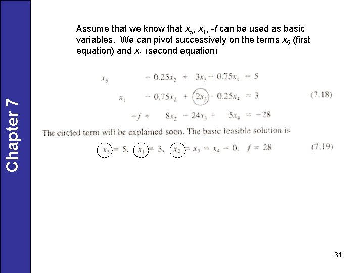 Chapter 7 Assume that we know that x 5, x 1, -f can be