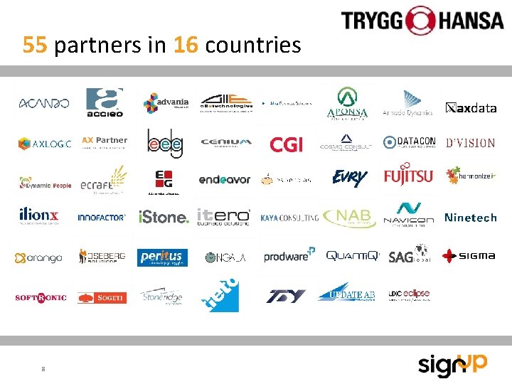 55 partners in 16 countries 8 