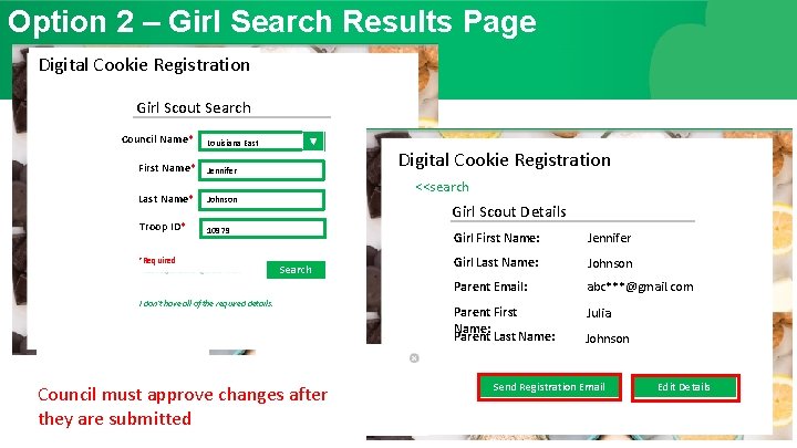 Option 2 – Girl Search Results Page Digital Cookie Registration Girl Scout Search Council