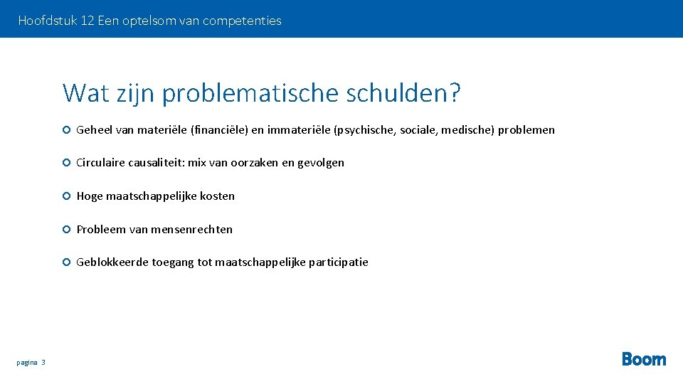 Hoofdstuk 12 Een optelsom van competenties Wat zijn problematische schulden? pagina 3 Geheel van