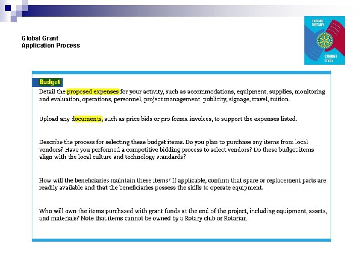 Global Grant Application Process 