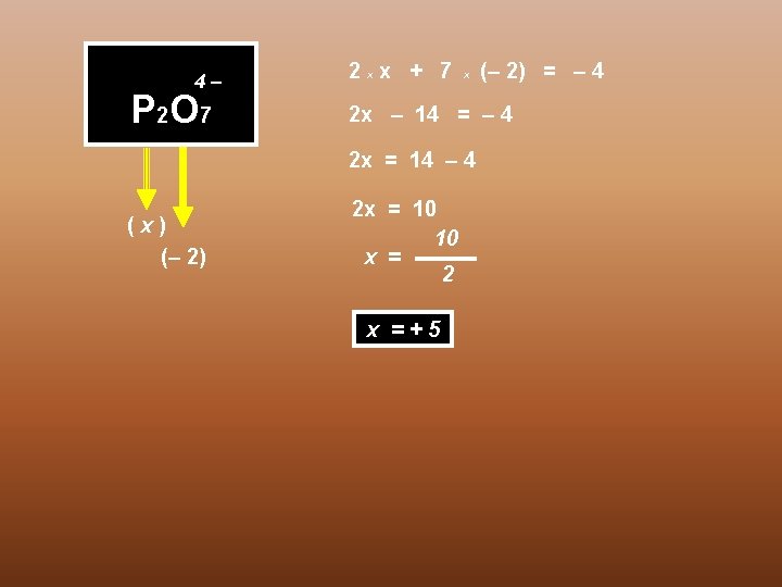 4– P 2 O 7 2 xx + 7 x 2 x – 14