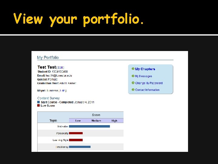 View your portfolio. 