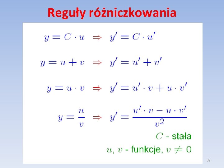 Reguły różniczkowania 39 