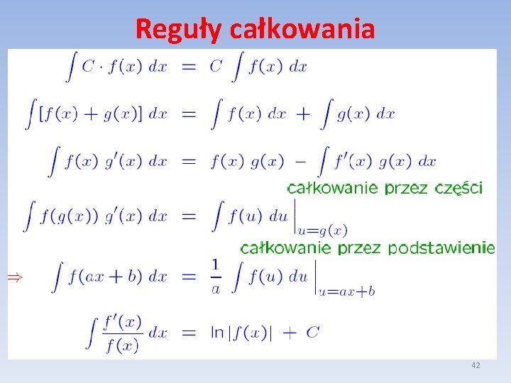 Reguły całkowania 42 