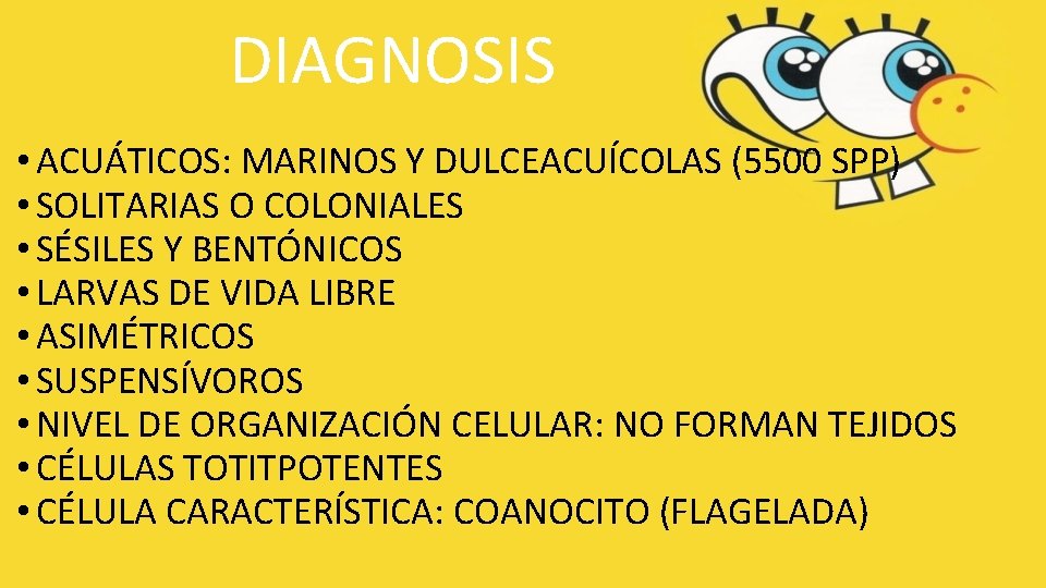 DIAGNOSIS • ACUÁTICOS: MARINOS Y DULCEACUÍCOLAS (5500 SPP) • SOLITARIAS O COLONIALES • SÉSILES