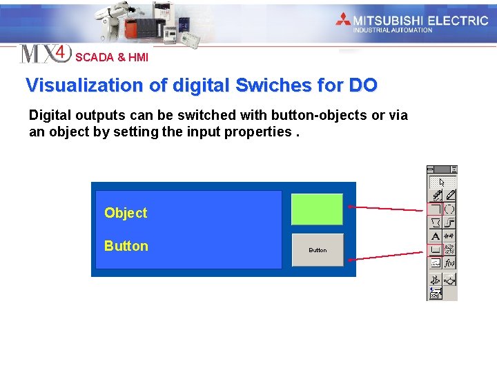 Industrial Automation SCADA & HMI Visualization of digital Swiches for DO Digital outputs can