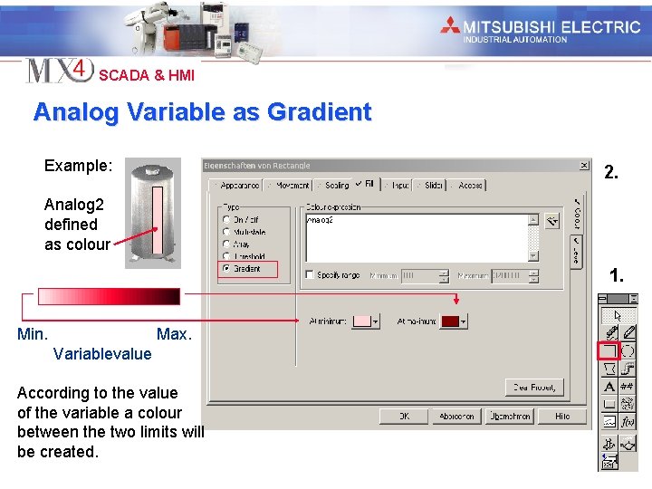 Industrial Automation SCADA & HMI Analog Variable as Gradient Example: 2. Analog 2 defined