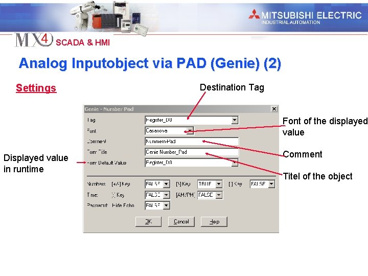 Industrial Automation SCADA & HMI Analog Inputobject via PAD (Genie) (2) Settings Destination Tag